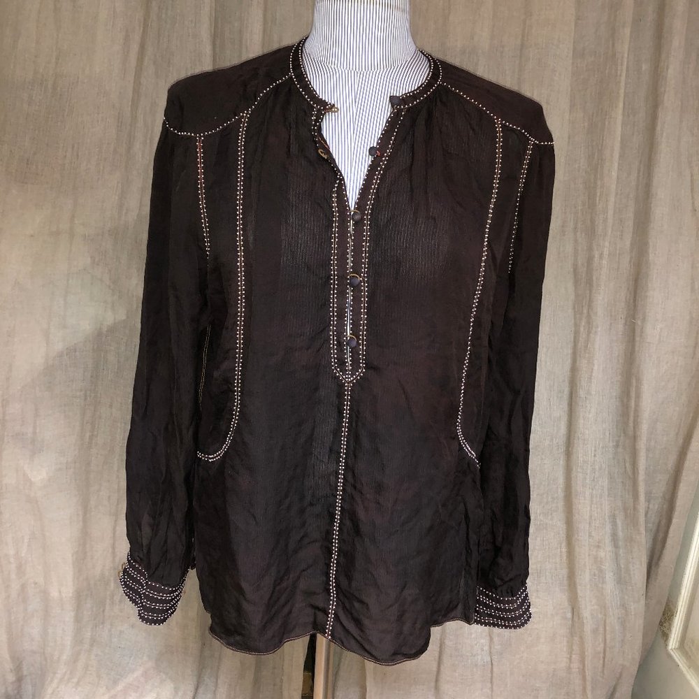 Isabel Marant 100% silk Hand Dyed brown Glass bead